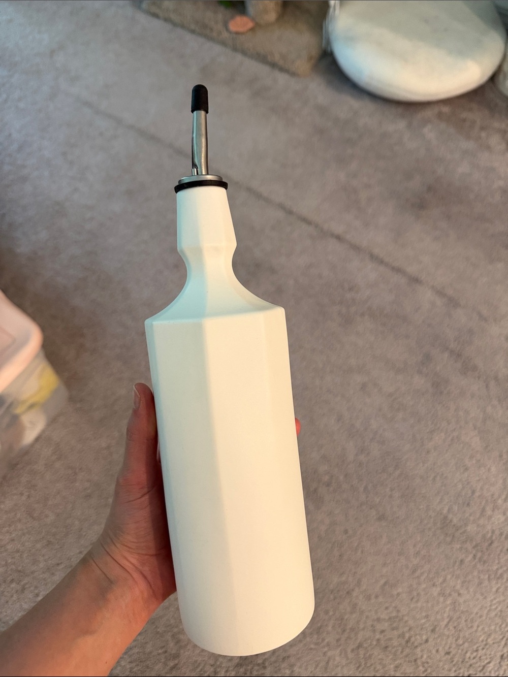 White Ceramic Olive Oil Dispenser Bottle with Pour Spout